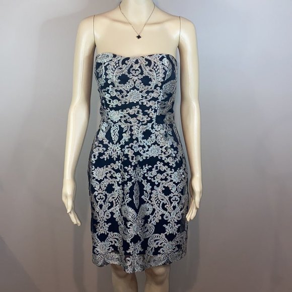 Gilded Baroque Embroidered Black and Gold Party Dress - Picture 3 of 8